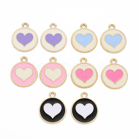 Light Gold Alloy Enamel Pendants ENAM-S126-131-1