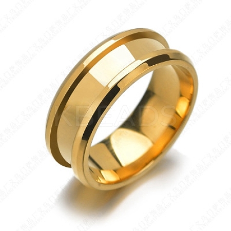 201 Stainless Steel Grooved Finger Ring Settings STAS-TAC0001-10A-G-1