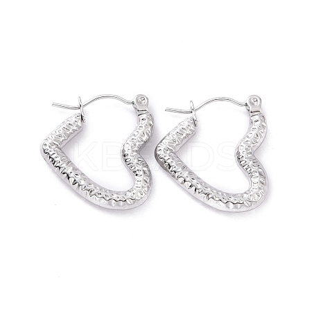 Non-Tarnish 304 Stainless Steel Heart Hoop Earrings for Women EJEW-G293-25P-1