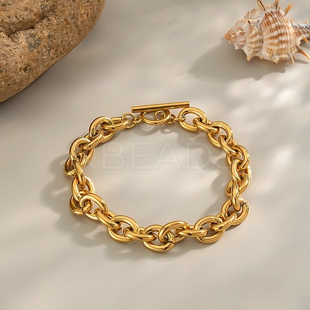 304 Stainless Steel Cable Chain Bracelets for Women BJEW-C129-08A-G-1