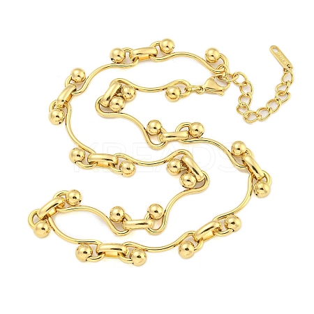 Ion Plating(IP) 304 Stainless Steel Ball Link Necklaces for Women NJEW-S426-08G-1