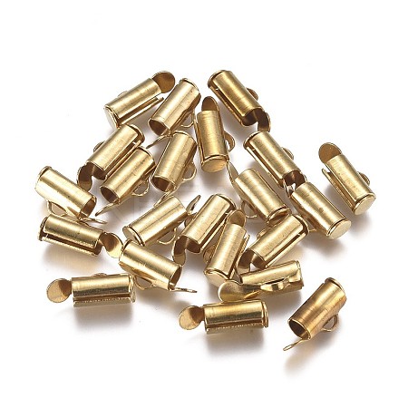 Brass Slide On End Clasp Tubes KK-TAC0003-04C-G-1