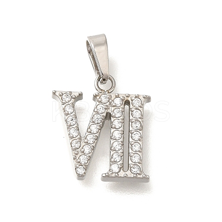 304 Stainless Steel Micro Pave Cubic Zirconia Pendants STAS-H228-02P-07-1
