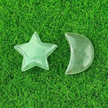 Natural Green Aventurine Healing Moon & Star Ornaments PW-WG13036-04-1