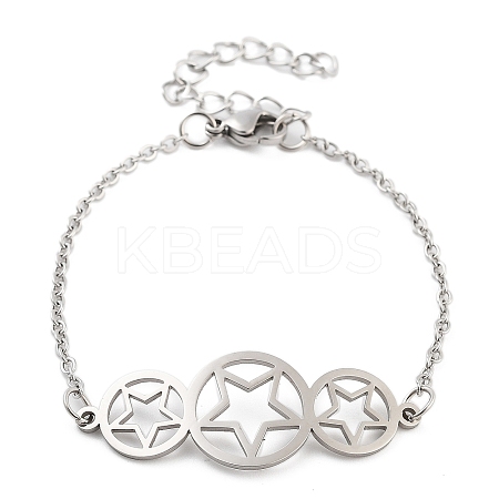 Non-Tarnish Stainless Steel Cable Chain Link Bracelets for Women Men STAS-Z061-01P-08-1