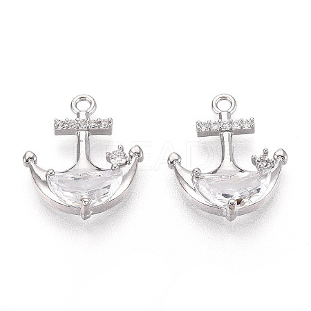 Brass Micro Pave Cubic Zirconia Pendants KK-N267-03A-P-1