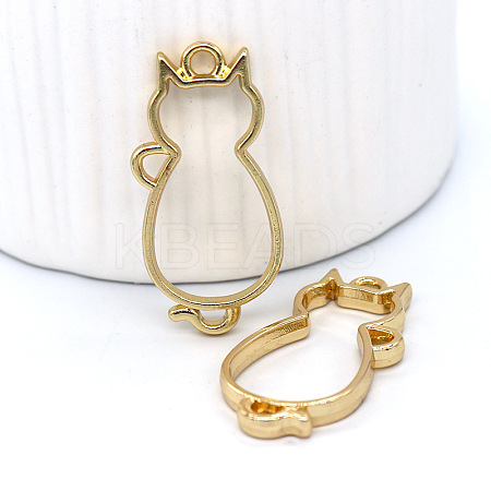 Alloy Open Back Bezel Cat Shape Pendants PW-WG58212-04-1