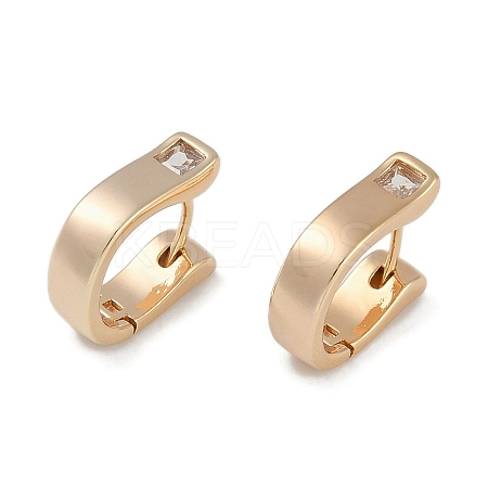 Brass Micro Pave Clear Cubic Zirconia Hoop Earrings EJEW-L292-007G-1