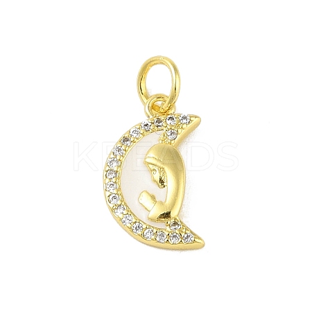 Brass Micro Pave Clear Cubic Zirconia Pendants KK-E111-46G-04-1