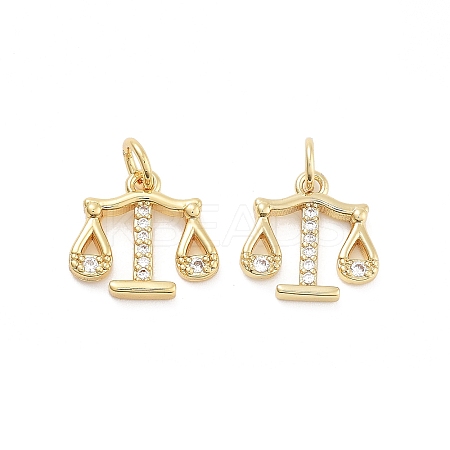 Balance Rack Plating Brass Micro Pave Cubic Zirconia Charms KK-G512-23G-1