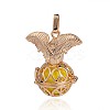 Golden Plated Brass Hollow Round Cage Pendants KK-J252-10G-2