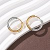 304 Stainless Steel Two Tone Hoop Earrings EJEW-P313-02C-G-2