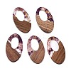 Transparent Resin and Walnut Wood Pendants RESI-T057-02H-1