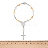 201 Stainless Steel Oval with Saint Benedict Charm Bracelets BJEW-B143-01GP-5