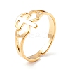 Double Heart with Cross 304 Stainless Steel Adjustable Ring for Women RJEW-B035-06G-1