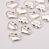 Wedding Theme Antique Silver Tone Tibetan Style Heart with Page Boy Rhinestone Charms X-TIBEP-N005-14D-2