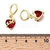 Heart Brass Glass Hoop Earrings EJEW-P333-09B-G-5