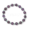 Natural Green Aventurine & Amethyst Round Beaded Stretch Bracelets for Women BJEW-JB11928-01-2