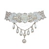 Iron Resin Polyester Lace Ribbon PE Teardrop Tassel Choker Necklaces FS-WGF6CA4-01-3
