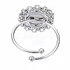 Non-Tarnish 304 Stainless Steel Open Cuff Finger Ring Cabochon Settings STAS-T060-15P-2