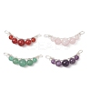 4Pcs 4 Styles Natural Tiger Eye & Rose Quartz & Carnelian & Amethyst Round Beaded Connector Charms PALLOY-TA00408-02-1