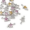 SHEGRACE Brass Pave Cubic Zirconia Star Connector Charms XGRQ2O036-441P-1