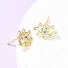 Eyes Brass Micro Pave Cubic Zirconia Stud Earrings EJEW-C186-20G-01-2