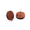 Coconut Brown Wood Stud Earring Findings EJEW-CJC0001-13-1