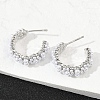 Flower Brass ABS Imitation Pearl Stud Earrings EJEW-M082-05P-2