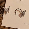 Butterfly Brass Micro Pave Clear Cubic Zirconia Cuff Earrings WGE0DF4-04-1