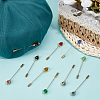 10Pcs 10 Colors Glass Hat Pins JEWB-BC00001-4