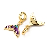 Brass Purple Enamel Mermaid Tail European Dangle Charms KK-A265-06B-G-2