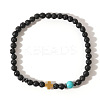 Natural Lava Rock & Synthetic Turquoise Round & Synthetic Non-magnetic Hematite Corss Beaded Stretch Bracelets LS-SL0705-2