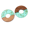 Transparent Resin & Walnut Wood Pendants RESI-S389-013A-B02-2