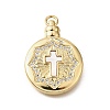 Brass Micro Pave Cubic Zirconia Shell Pendants KK-D328-17G-1
