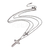 Non-Tarnish 304 Stainless Steel Hollow Out Cross Pendant Double Layer Necklace with Cable Chains for Men Women LS-NJEW-E088-01P-2