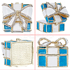 Square Bowknot Alloy Enamel with Crystal Rhinestone Jewelry Magnetic Storage Boxes CON-SP0001-32B-6
