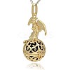 Golden Tone Brass Hollow Round Cage Pendants KK-J242-04G-2