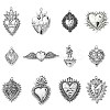 24Pcs 12 Styles Tibetan Style Alloy Pendantss FIND-CJ0002-38-1