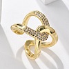 Brass Micro Pave Clear Cubic Zirconia Cuff Rings RJEW-C120-23G-1