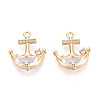 Brass Micro Pave Cubic Zirconia Pendants KK-N267-03A-G-1