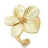 Flower Rack Plating Brass Cuff Rings for Women RJEW-G323-07G-1