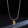 316 Surgical Stainless Steel Initial Pendant Flat Snake Chain Necklaces for Women WGC1053-02-1
