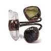 Natural Fluorite & Quartz Crystal Irregular Nugget Open Cuff Ring RJEW-I082-07R-02A-2