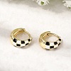 Tartan Pattern Brass Enamel Hoop Earrings for Women EJEW-G460-01G-2