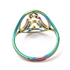 Ion Plating(IP) 304 Stainless Steel Holllow Human Adjustable Ring for Women RJEW-M149-16RC-2