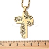 201 Stainless Steel Hollow Rose Cross Pendant Necklaces LS-NJEW-H065-31G-3