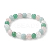 8mm Round Natural Rose Quartz & Amazonite & Green Aventurine & Quartz Crystal Beaded Stretch Bracelets for Women X-BJEW-JB10625-02-1