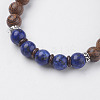 Natural Lava Rock & Wenge Wood Beads & Coconut Stretch Bracelets BJEW-I241-03J-2
