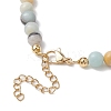 Natural Flower Amazonite &  Synthetic Turquoise Charm Anklets for Women AJEW-AN00616-03-4